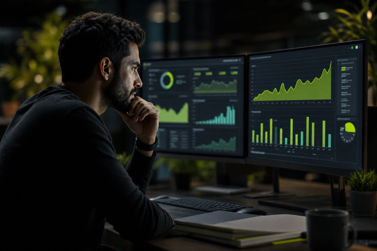Marketing specialist reviewing performance analytics dashboards