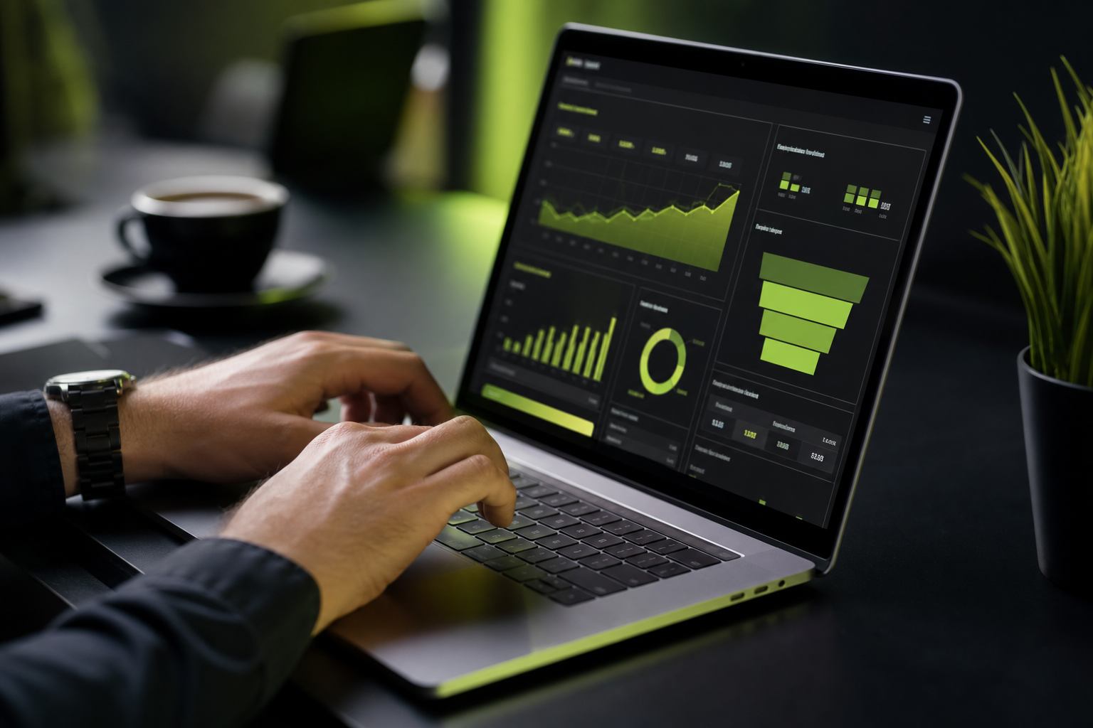 Professional working on digital marketing analytics dashboard