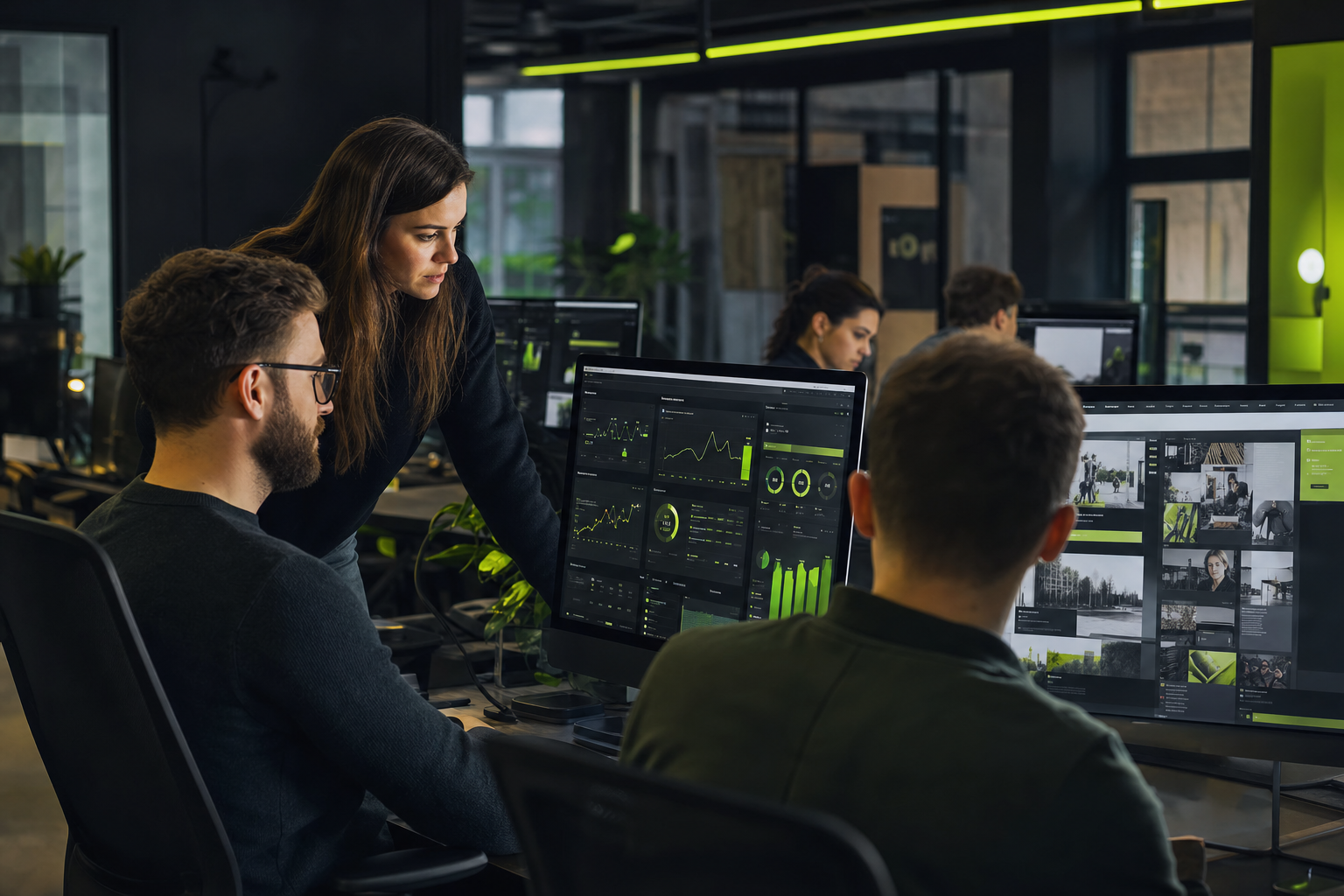 Digital marketing team collaborating in a modern UK agency office