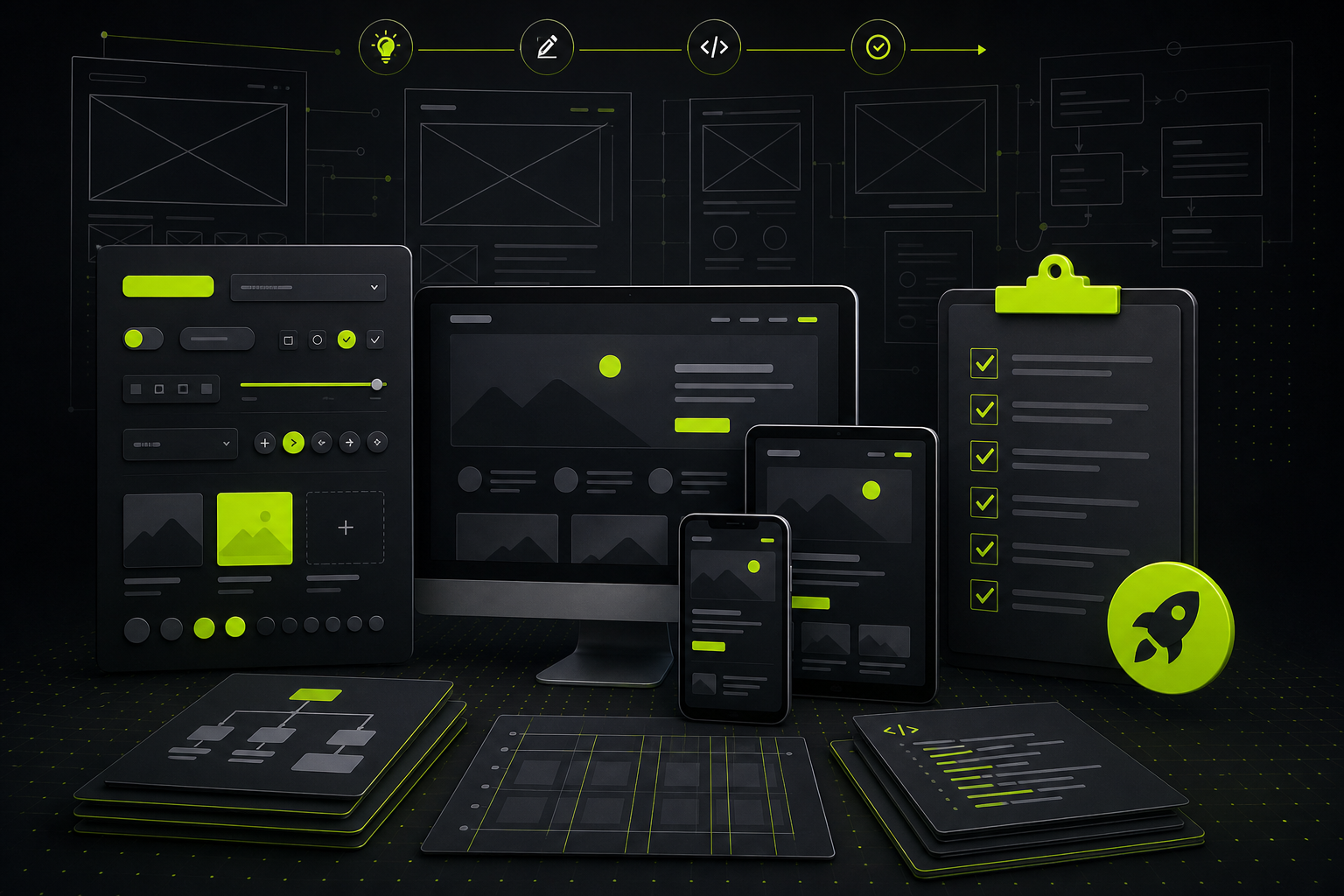 Responsive website design shown across multiple devices